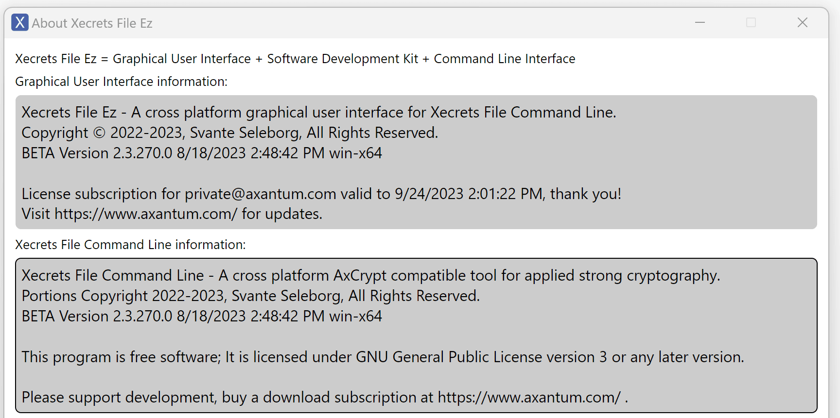 A screenshot of the command line tool about splash text