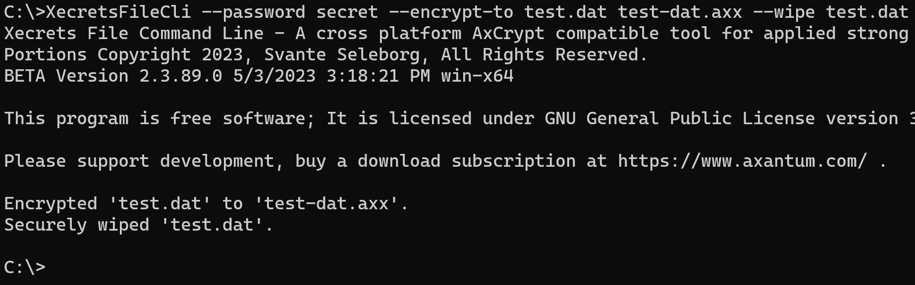 A screenshot of the command line logging function