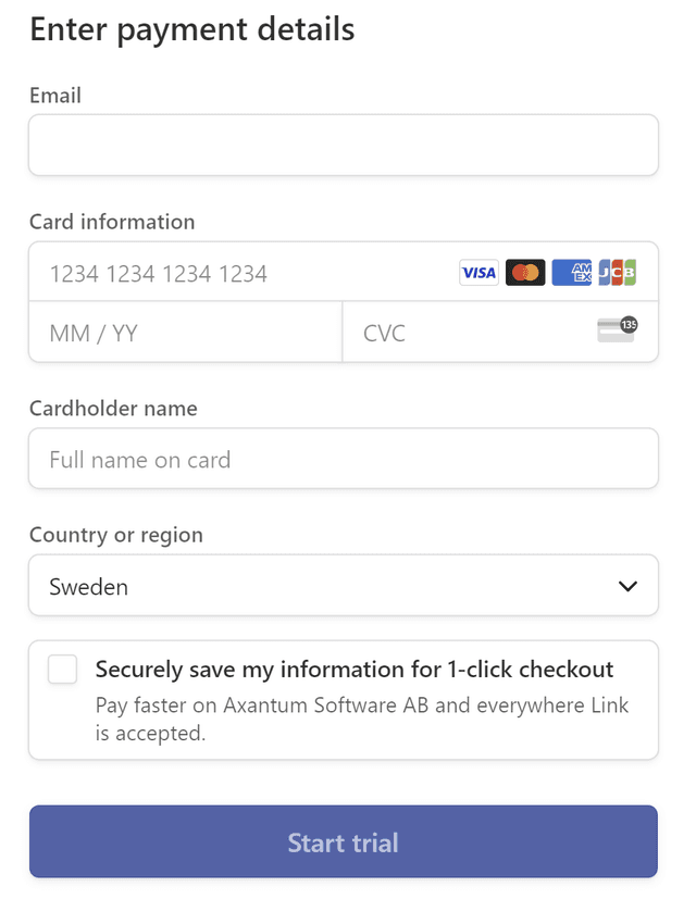 A screenshot from payment details