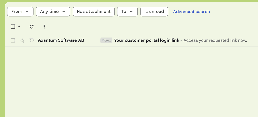 An email in the inbox