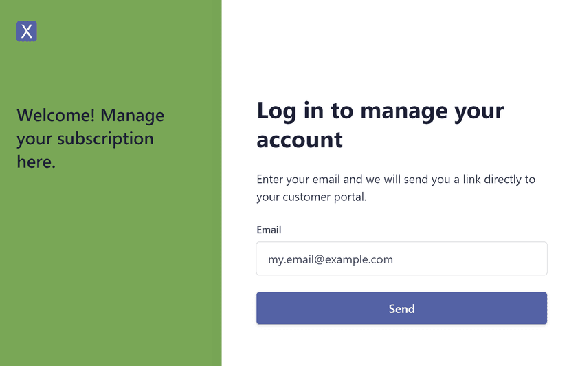 Stripe login with email window