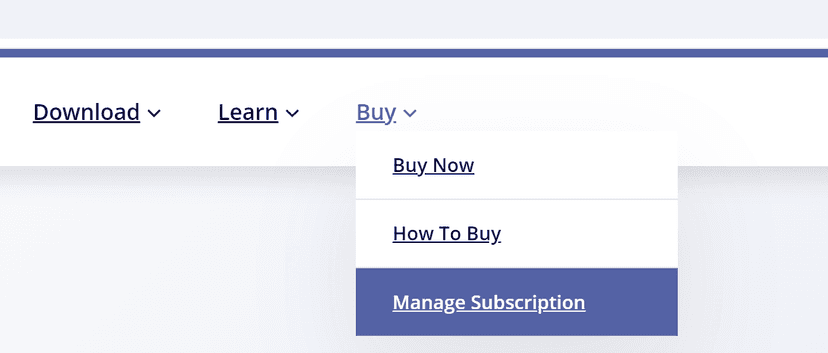 Buy | Customer Portal menu choice