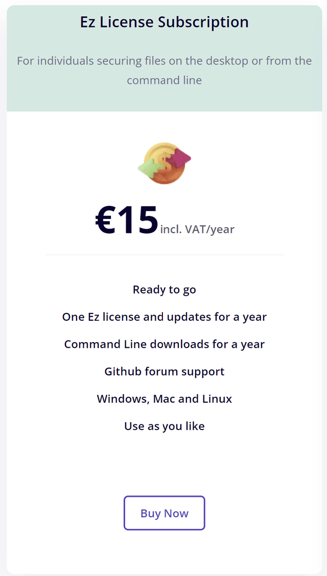 A screenshot of the 'Pricing' for Ez