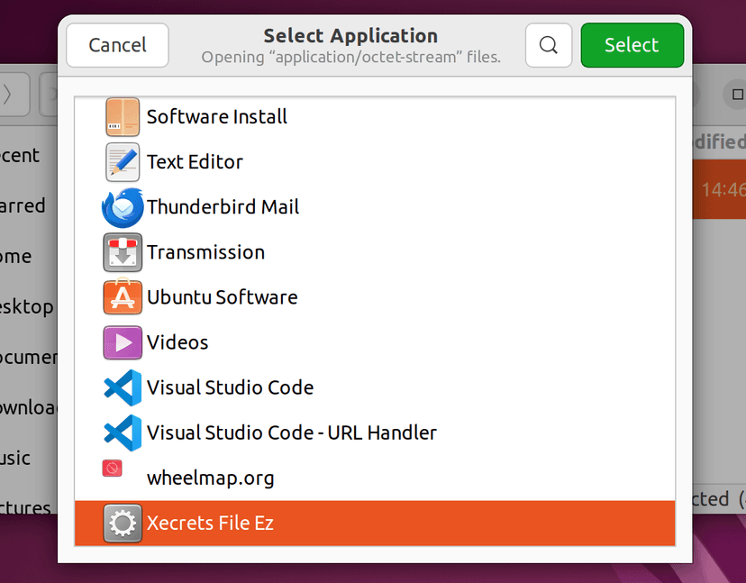Select XecretsFileEz and click the Select button