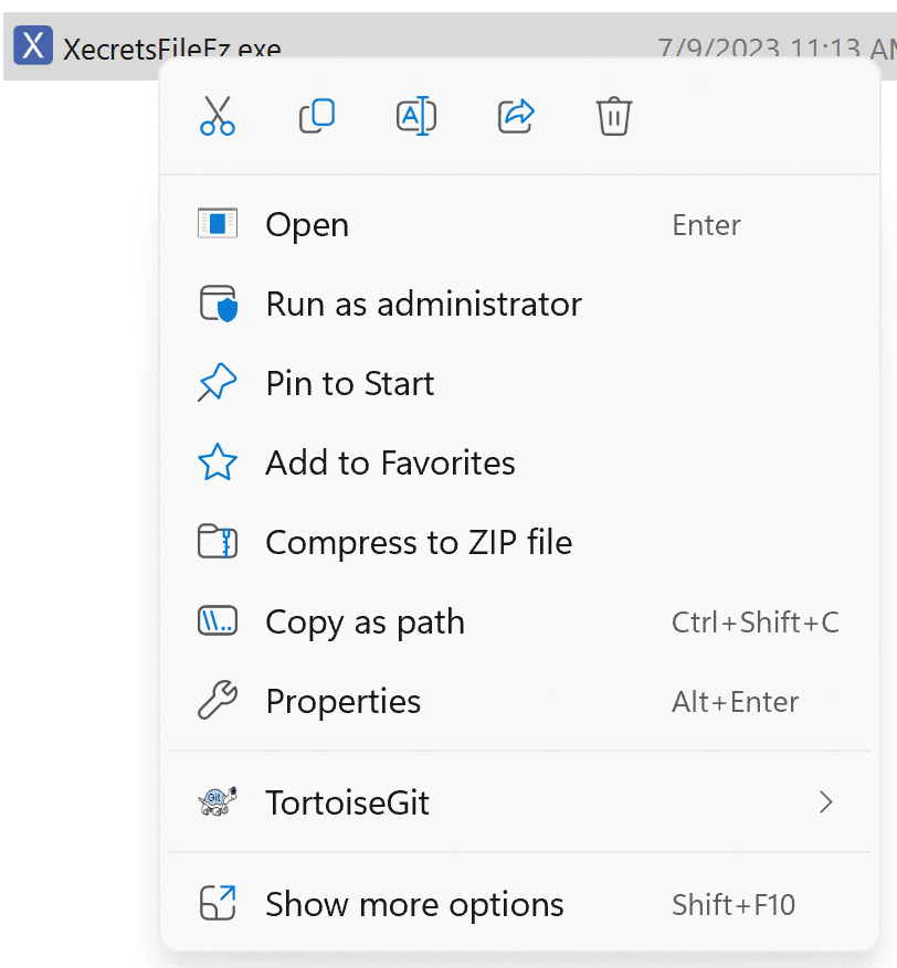 The windows right-click menu.